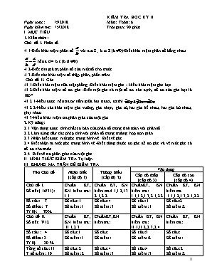 Đề kiểm tra học kỳ II môn Toán Lớp 6 - Năm học 2017-2018 (Có đáp án)
